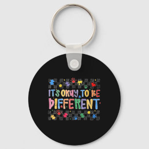 Cute to Be Different Autism Awareness Month Puzzle Keychain