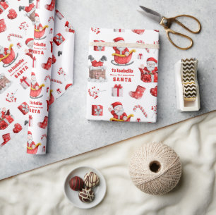 Cute To Child Name from Santa Pattern Wrapping Paper