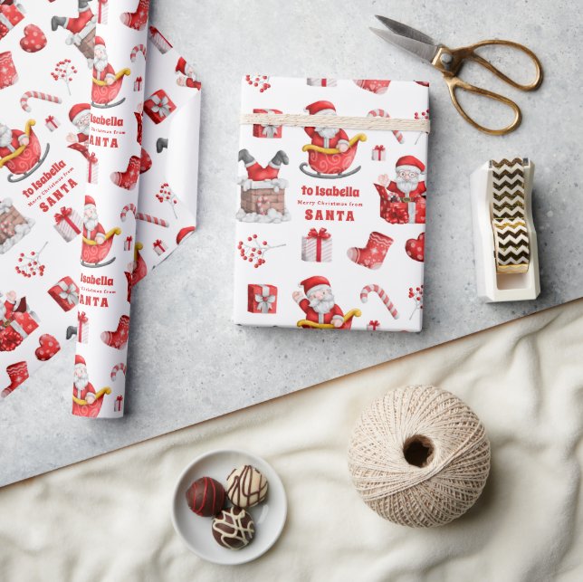 Cute To Child Name from Santa Pattern Wrapping Paper (Crafts)