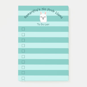 Cute To Do List Cute Llama Aqua Pastel Lined Post-it Notes