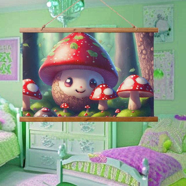 Cute toadstools in the forest - good luck   hanging tapestry (Creator Uploaded)