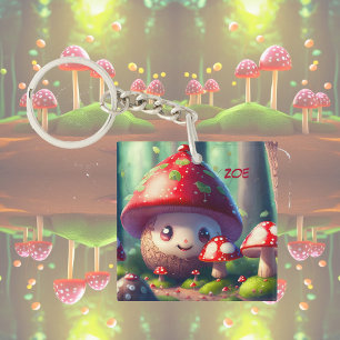 Cute toadstools in the forest - lucky charm  keychain