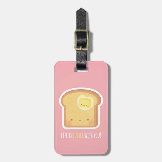Cute Toast and Butter Better Together Luggage Tag (Front Vertical)