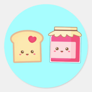 Cute Toast and Strawberry Jam, Spread Love Classic Round Sticker