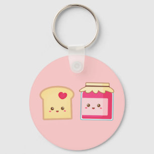 Cute Toast and Strawberry Jam, Spread Love Keychain