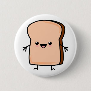 Cute Toast Bread 2 Inch Round Button