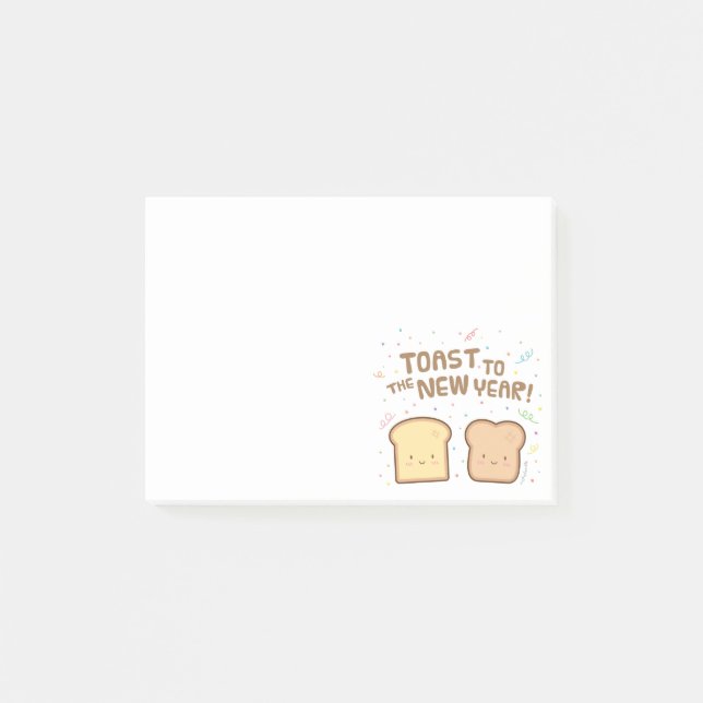 Cute Toast to the New Year Pun Humour Confetti Post-it Notes (Front)