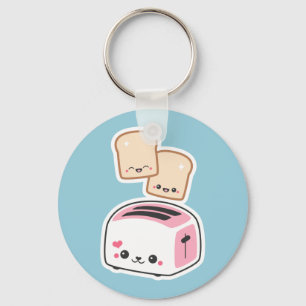 Cute Toaster with Happy Toast Keychain