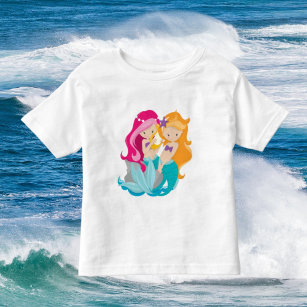Cute toddler girls mermaid friends beach t-shirt