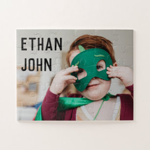 Cute Toddler Photo Featuring Kid’s Name Jigsaw Puzzle
