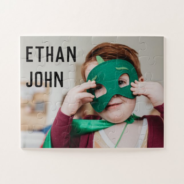Cute Toddler Photo Featuring Kid’s Name Jigsaw Puzzle (Horizontal)