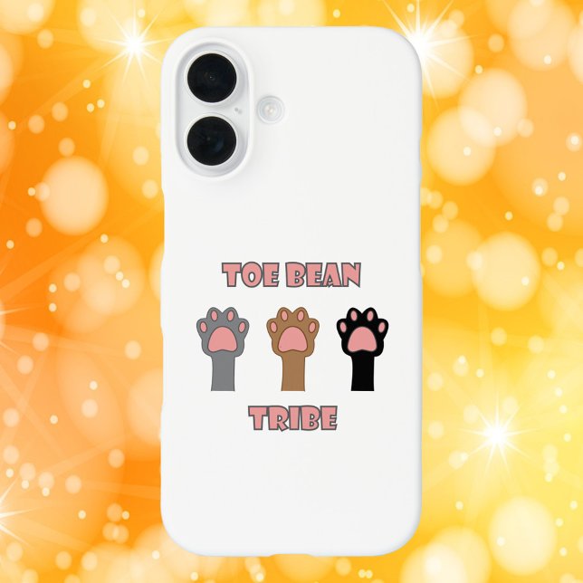 Cute Toe Bean Cat Paw Trio Design Case-Mate iPhone Case (A phone case with cute cat paws and the words Toe Bean Tribe.)