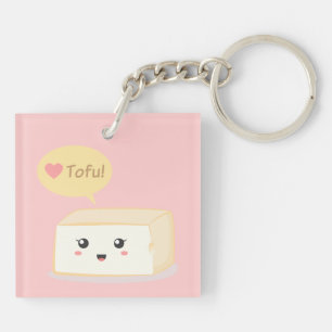 Cute Tofu asking people to love tofu Keychain