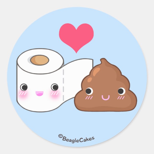 Cute Toilet & Poop BFF Sticker (Front)