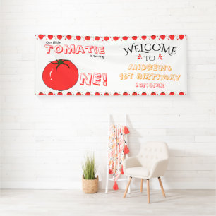 Cute Tomato 1st Birthday Horizontal Welcome Banner