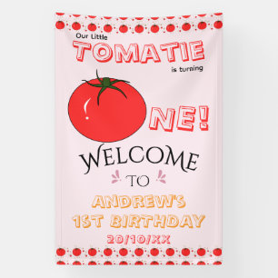Cute Tomato 1st Birthday Welcome Banner