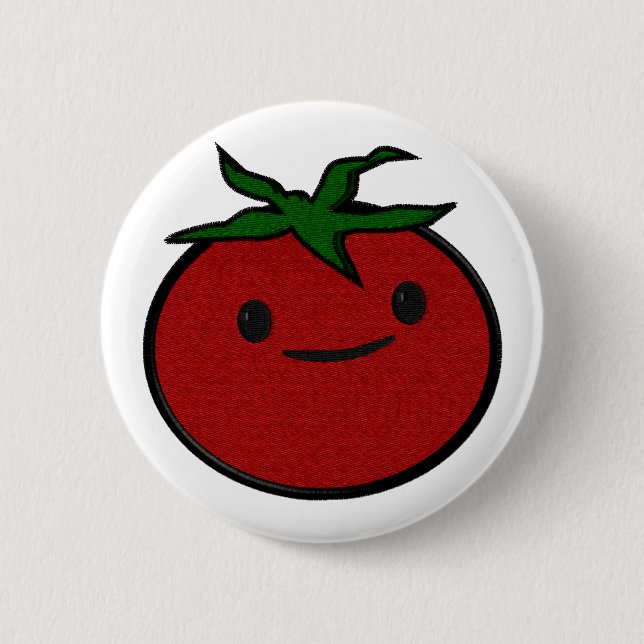 Cute Tomato Embroidery Print 2 Inch Round Button (Front)
