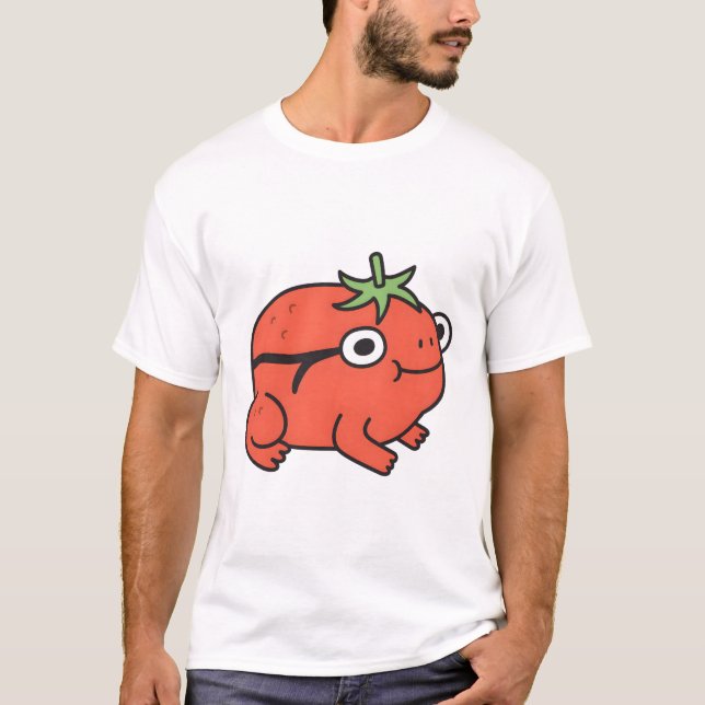 Cute Tomato Frog Doodle T-Shirt (Front)