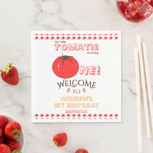 Cute Tomato Gender Neutral 1st Birthday Napkin