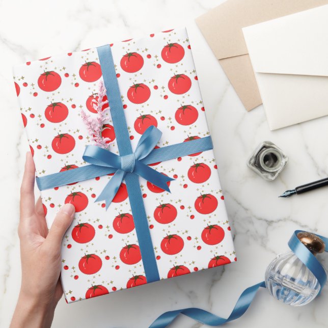 Cute Tomato Pattern Wrapping Paper (Gifting)