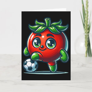 Cute Tomato Soccer Player Kawaii Footll Cartoon  Card