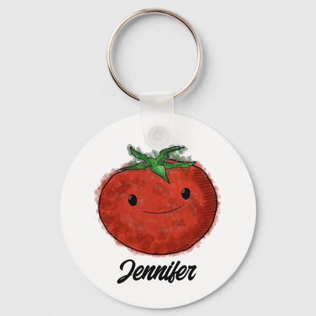 Cute Tomato Watercolor Keychain (Front)