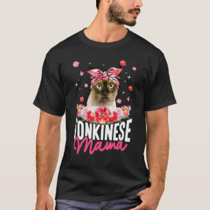 Cute Tonkinese Mama Flower Bandana Cat   Mother's  T-Shirt