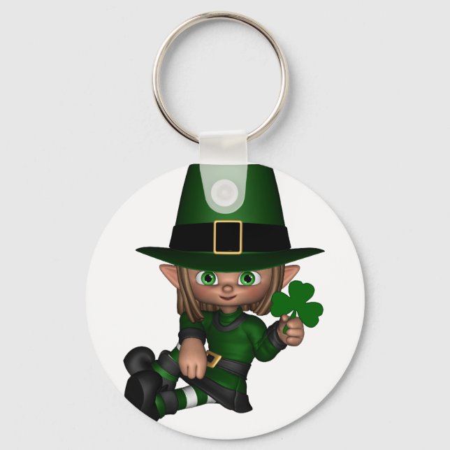 Cute Toon Irish Leprechaun - 1 Keychain (Front)
