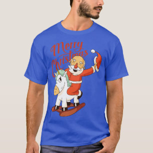 Cute toon Santa Riding Unicorn T-Shirt