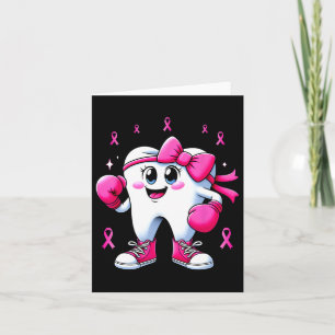 Cute Tooth Boxing Gloves Breast Cancer Awareness P Card