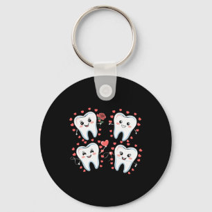 Cute Tooth Cartoon Valentine Dental Hygienist Keychain