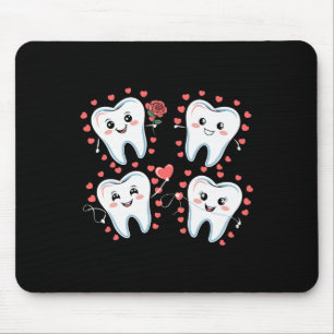 Cute Tooth Cartoon Valentine Dental Hygienist Mouse Pad