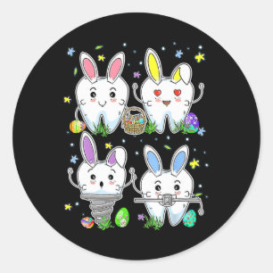 Cute Tooth Dental Squad Dental Assistant Easter Da Classic Round Sticker
