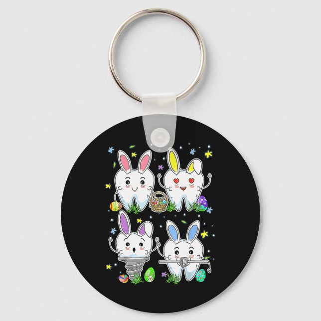 Cute Tooth Dental Squad Dental Assistant Easter Da Keychain (Front)