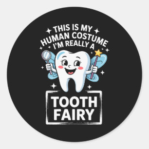 Cute Tooth Fairy Costume For Men Women Kids Teeth  Classic Round Sticker