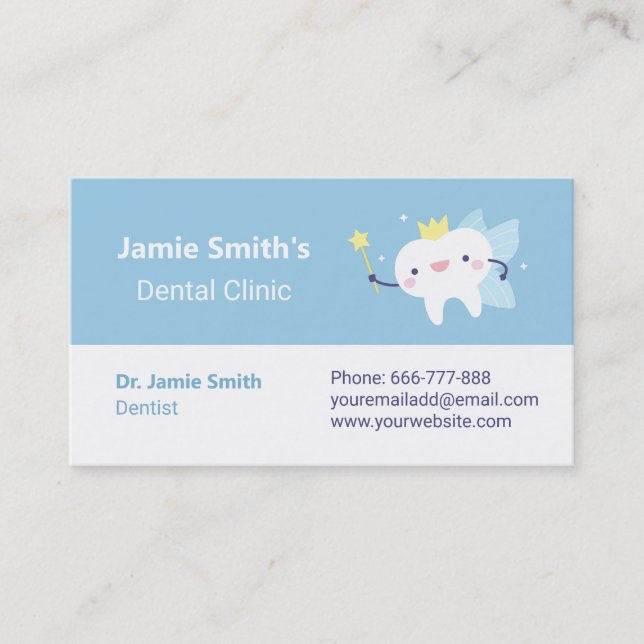 Cute Tooth Fairy Dental Dentist Business Cards (Front)