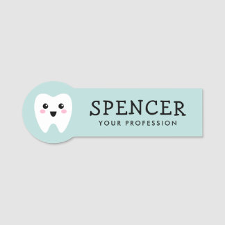 Cute tooth family dentist dental clinic name tag