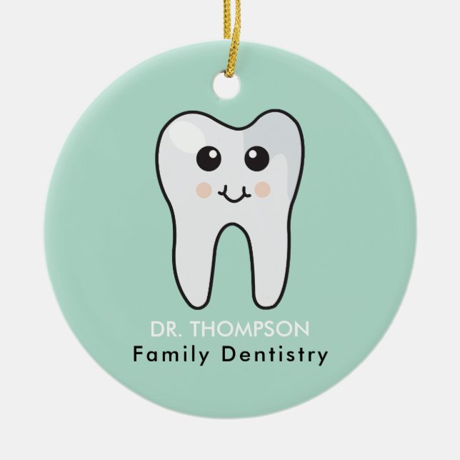 Cute Tooth Family Dentistry Ceramic Ornament (Front)