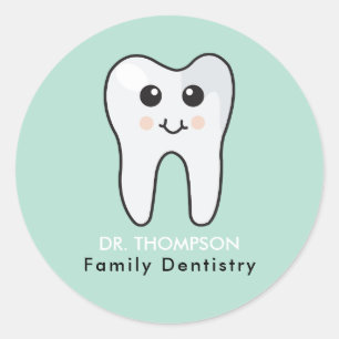 Cute Tooth Family Dentistry Classic Round Sticker
