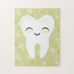 Cute Tooth - Green Customizable Puzzle