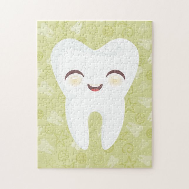 Cute Tooth - Green Customizable Puzzle (Vertical)