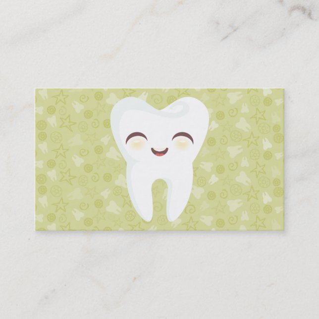 Cute Tooth - Green Personalized Business Cards (Front)