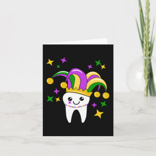 Cute Tooth Jester Hat Mardi Gras _ Funny Dentist L Card