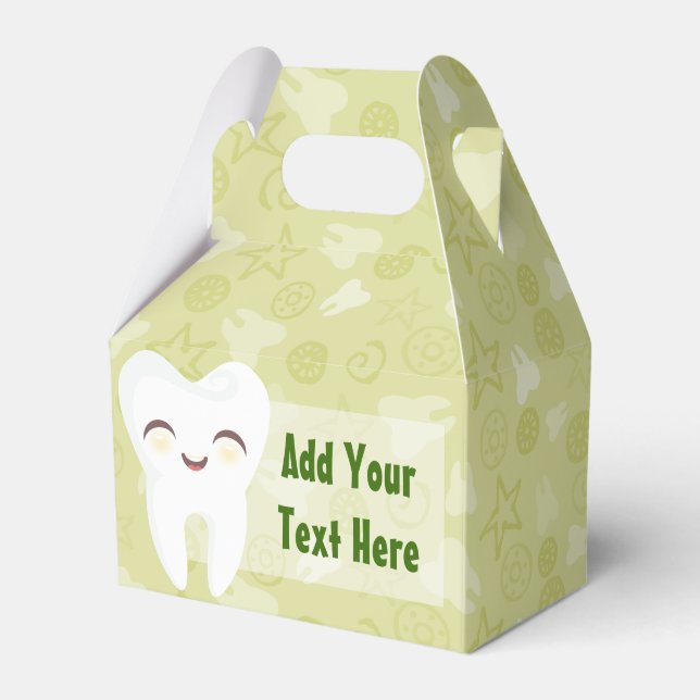 Cute Tooth on Green - Custom Party Favour Box (Front Side)