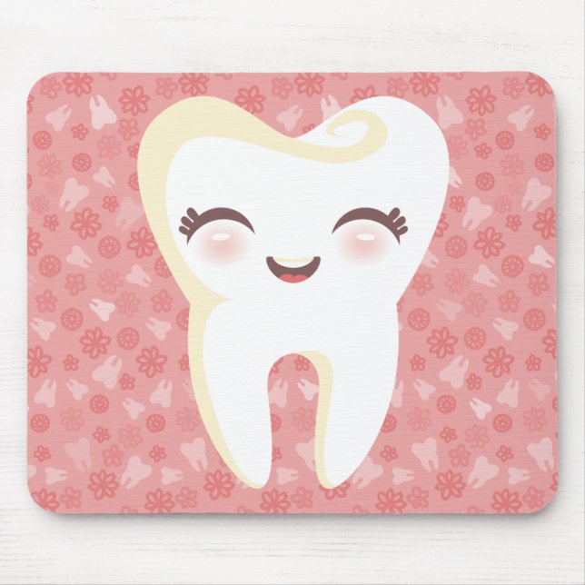 Cute Tooth - Pink Customizable Mousepad (Front)