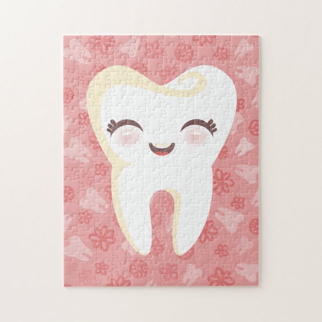 Cute Tooth - Pink Customizable Puzzle (Vertical)