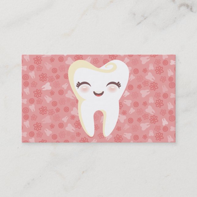 Cute Tooth - Pink Personalized Business Cards (Front)