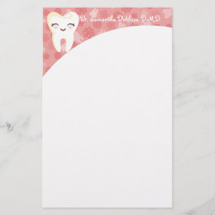 Cute Tooth - Pink Personalized Stationery
