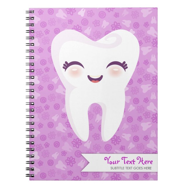 Cute Tooth - Purple Custom Notebook (Front)