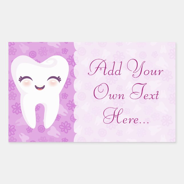 Cute Tooth - Purple Custom Text Stickers (Front)